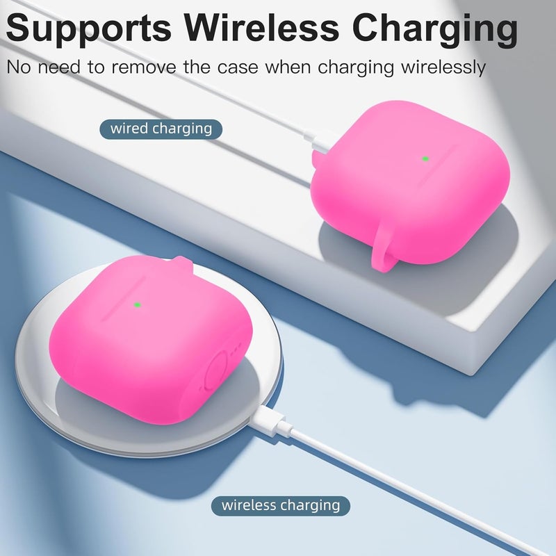 DAQIN for AirPods 4 Case(2024), Soft Silicone Full Protective Case Cover for Apple AirPods 4 Case with Keychain, Compatible with AirPods 4th Generation Case Accessories for Women Men, Nightglow Pink - Image 4